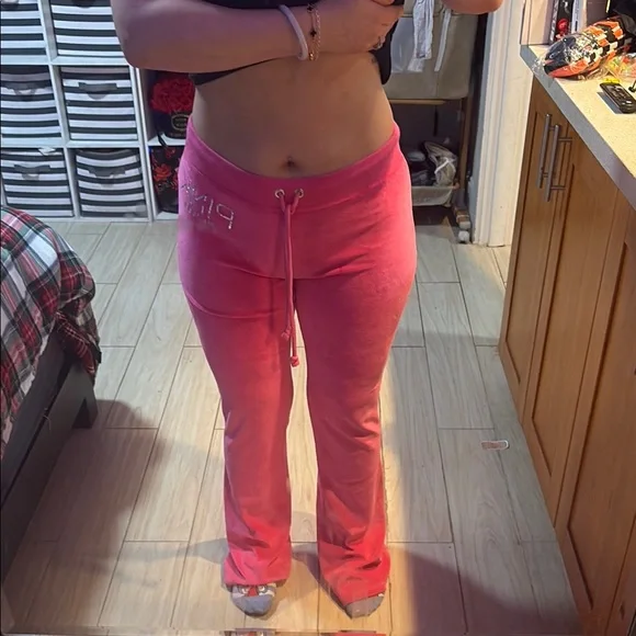 2013 RARE BLING Bright Pink Velour Sweatpants - Picture 11 of 11